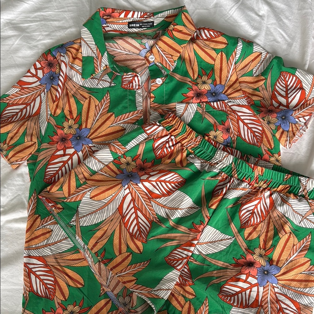 Shein tropical two piece set
